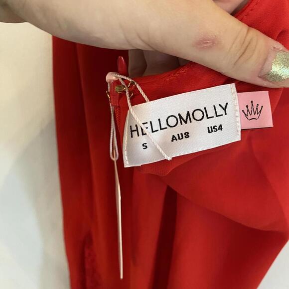 HELLO MOLLY red where sparks fly lace trim maxi dress sz 4 - Picture 4 of 7